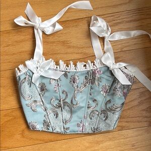 Sugar Thrillz Blue and Silver Floral Corset Top